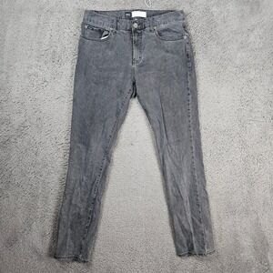 RVCA Daggers Denim Mens 33 Faded Black Slim Fit Acid Wash Jeans
